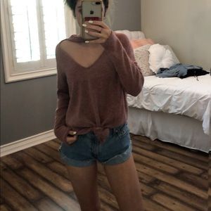 sweater with chocker neck